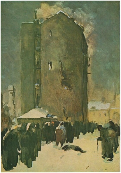 Я. Н. Николаев. Ленинград. Зима 1941-42 года. Очередь за хлебом..jpg