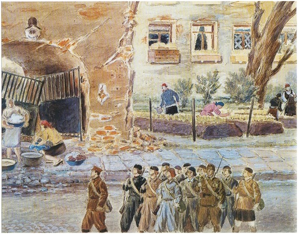 П. П. Григорьянц. На 4-й линии Васильевского острова. 1943.jpg